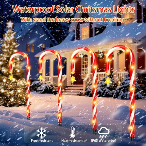 Outdoor Solar Christmas Decorations, 180 LED Candy Cane Lights, 8 Modes, Waterproof G88930