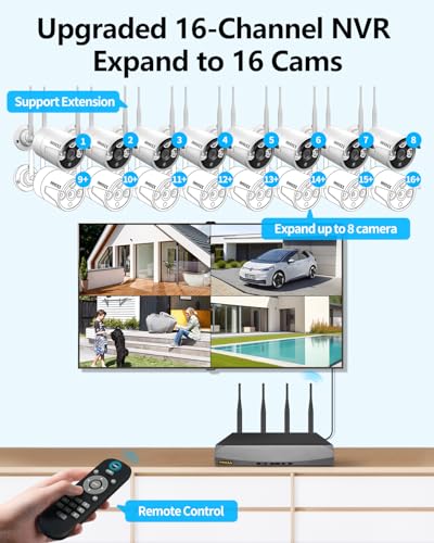 Wireless Security Camera System with 2TB Hard Drive, 4 Cameras, Night Vision Y58787