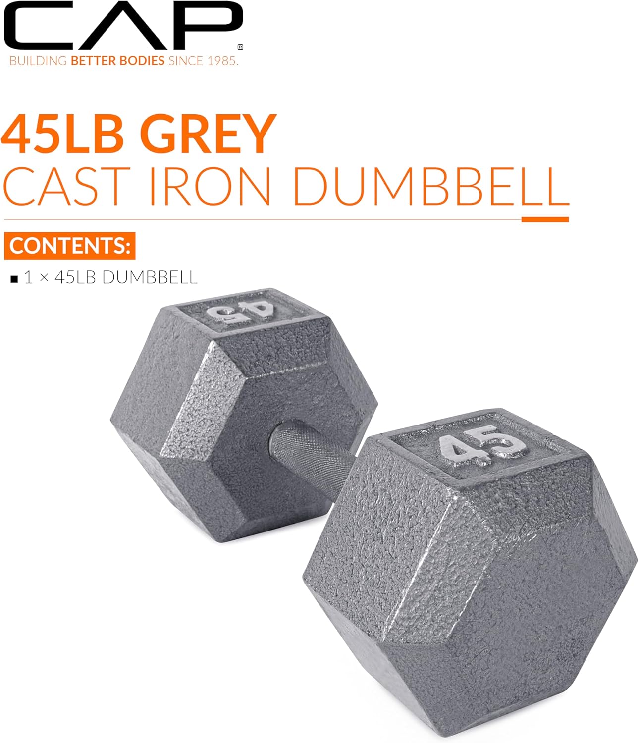 Cast Iron Hex Dumbbell, 45 lb B244