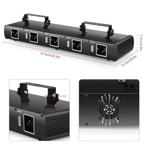 Stage Laser Light, 5 Beam Sound Activated DJ Party Lights with Remote Control P243197