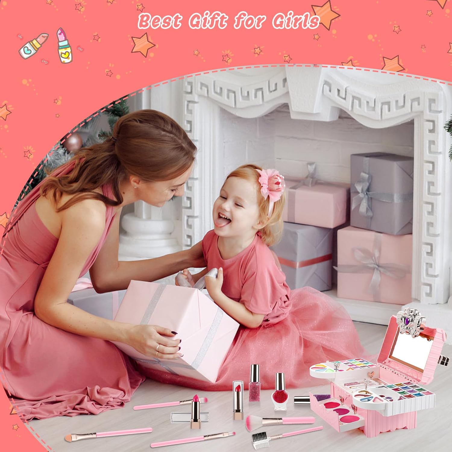 Washable Kids Makeup Kit Pretend Play Toy for Girls J70485