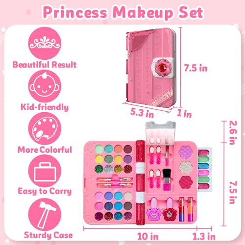 Kids Makeup Kit for Girls, Washable Play Makeup Set with Mirror I9264