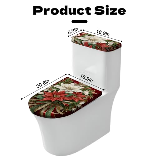 Christmas Toilet Lid Cover, Washable Seat and Tank Protector W1747