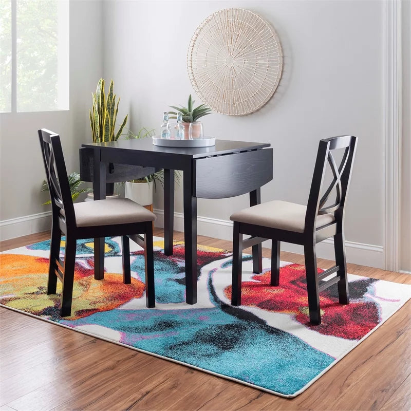 Square Wood Drop Leaf Table in Black P88507