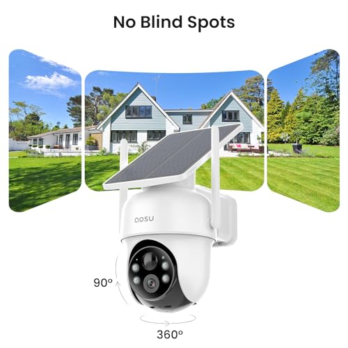 Wireless Outdoor Security Cameras, 4-Cam Kit, Solar Powered, 360° Pan & Tilt, 2K Color Night Vision M4408