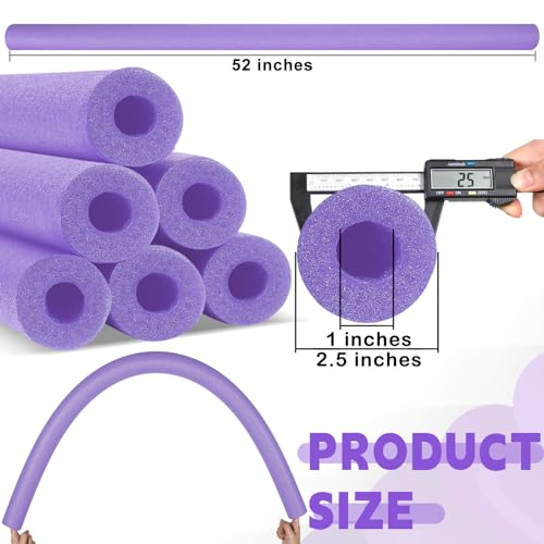6 Pack Pool Noodles Foam Swim Noodles Hollow Swimming Pool Noodle Bulk Bright Pool Noodle Float Heavy Duty for Pool Floating Craft Project R770176