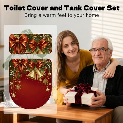 Christmas Toilet Lid Cover, Washable Seat and Tank Protector W1747