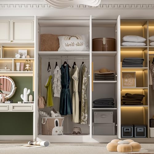 Large Armoire Wardrobe with 3 Doors and Storage Shelves T384798