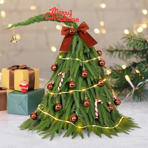Mini Christmas Tree with 50 LED Lights, 24 Inch Tabletop Prelit Artificial Tree U511