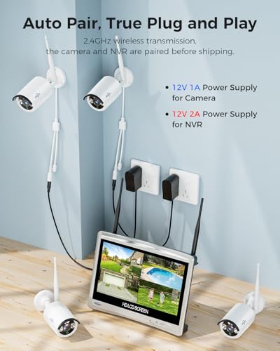 Wireless Security Camera System, 16CH 4K NVR, 4Pcs 3MP WiFi Cameras, Night Vision, Motion Detection, 1TB HDD P9721