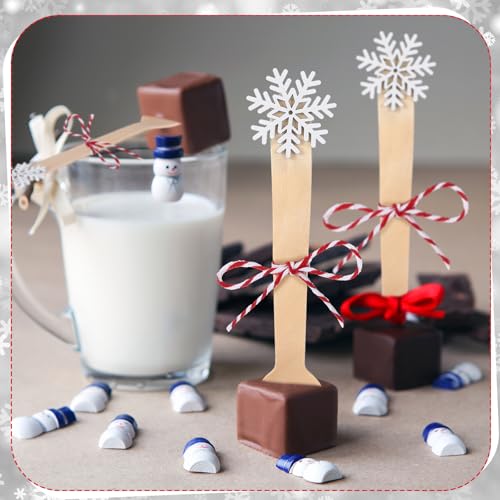 100 Set Christmas Wooden Spoons for Hot Cocoa, Chocolate, and Baking U148