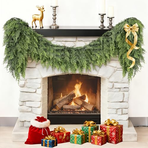 Real Touch Cedar Garland 9 ft for Mantle, Table, Stairs, Doorframe H3682