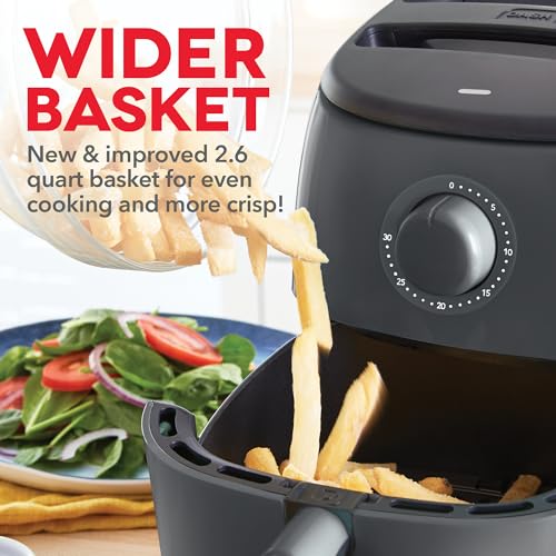 Electric Air Fryer Oven, 2.6 Qt., Grey, Compact, Auto Shut Off, 1000-Watt O64979