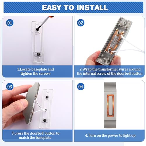 Wired Doorbell Chime Kit with 2 Lighted Metal Push Buttons E740031