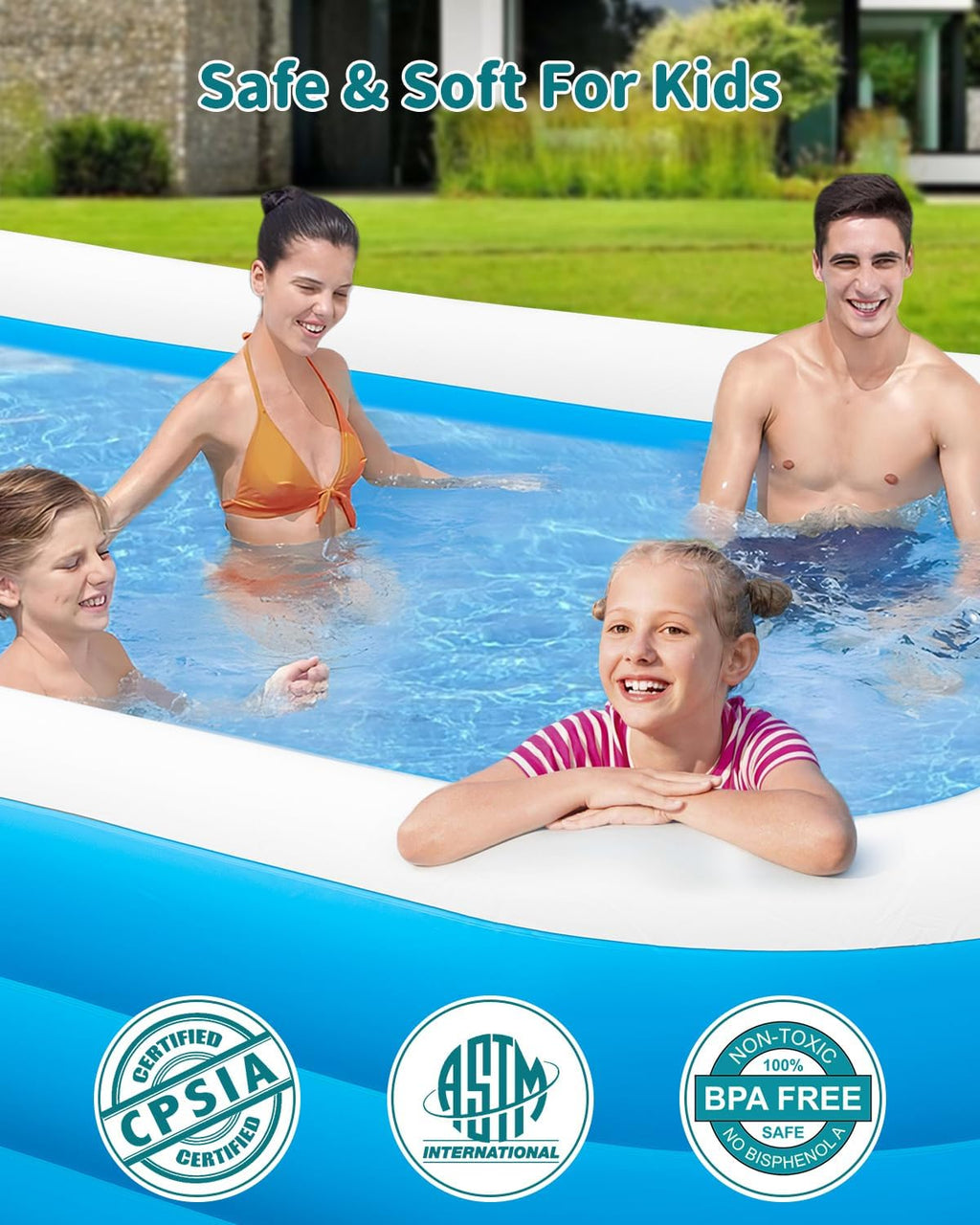 Inflatable Pool with Pump for Adults, Backyard Summer Swimming Pool L16304