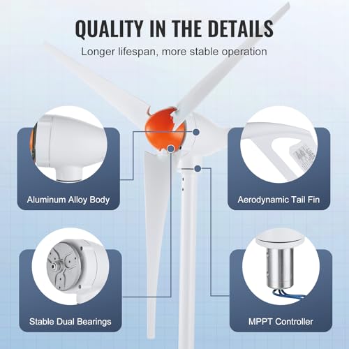 500W Wind Turbine Generator, 12V with MPPT Controller, 3-Blade C13368