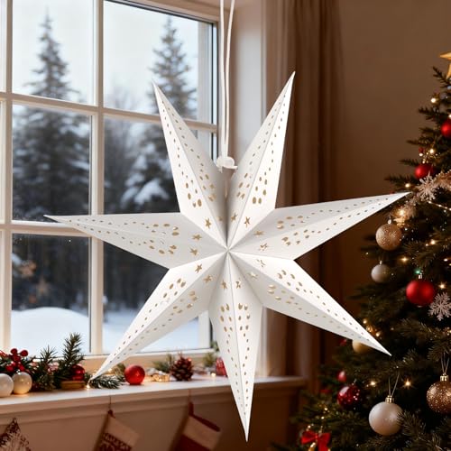 Christmas Paper Snowflake Lanterns with LED Lights for Holiday Party Decor A55544