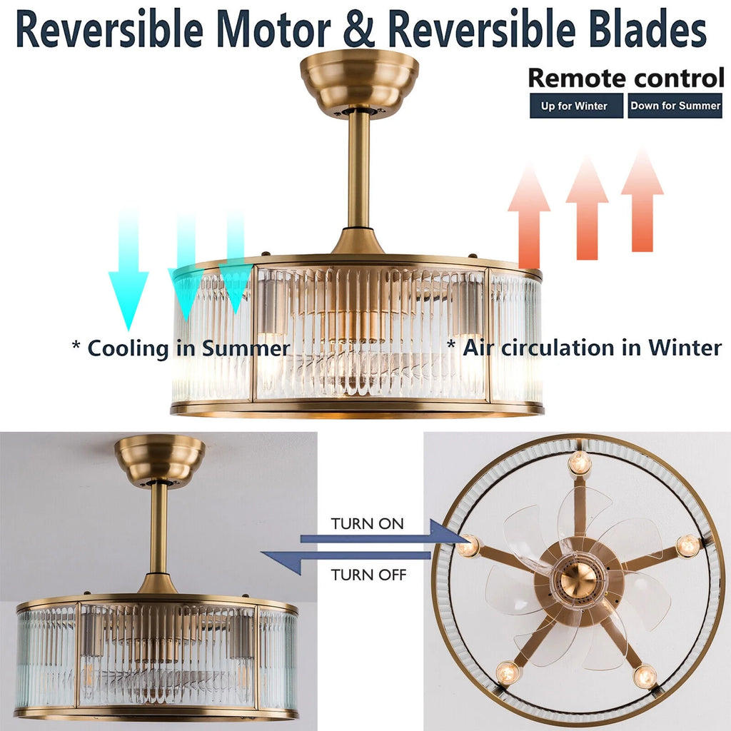 Farmhouse Ceiling Fan Light Gold With Remote Control S819588