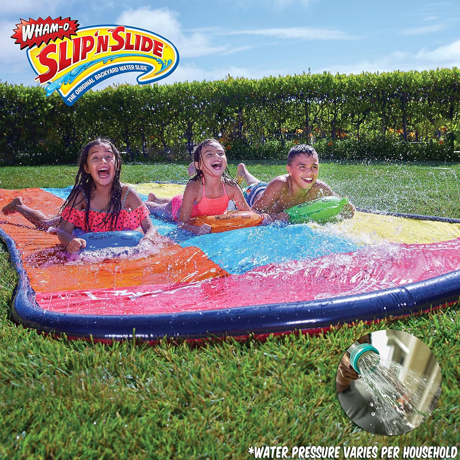 Triple Slip and Slide with 3 Bodyboards Lawn Water Slide Outdoor Water Toys for Kids P669