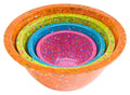 Zak Designs for Prepping and Serving Food, Made with Durable Melamine Set, Nesting Space Saving Storage, 4 Piece Confetti Mixing Bowls, Orange,Kiwi, Turquoise, Magenta