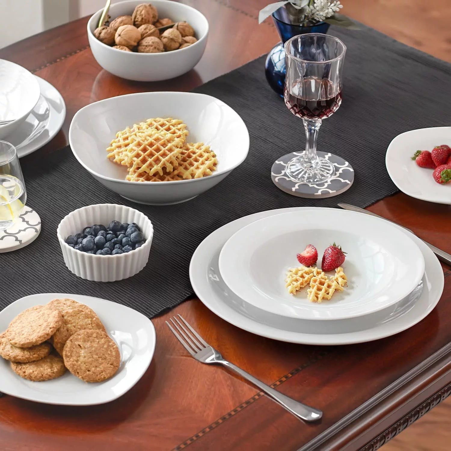 White Shallow Porcelain Soup Pasta Bowl Set of 4, 8 Inches L9905