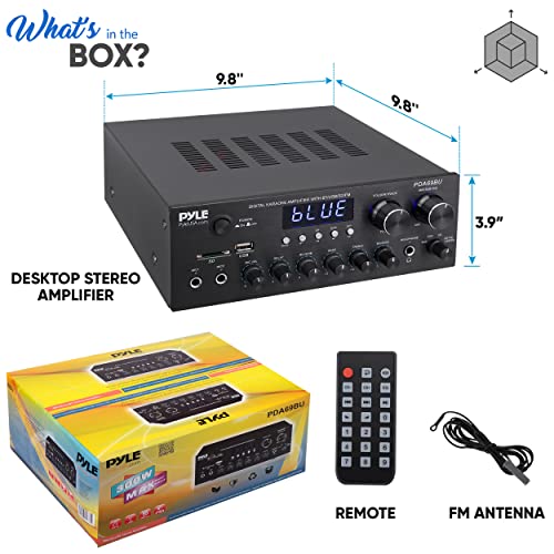 Stereo Power Amplifier 200W Peak with Bluetooth, LED Display, Dual Channel Receiver P458