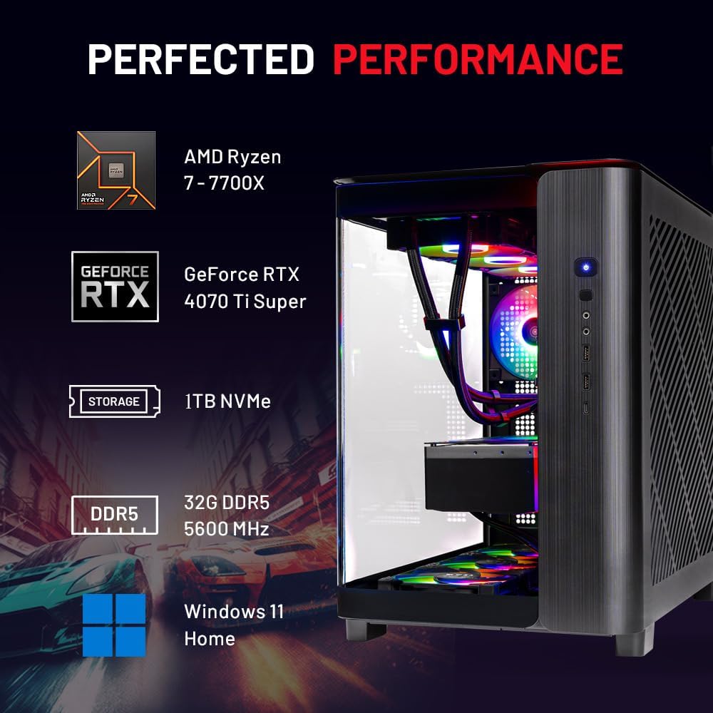 Gaming PC Desktop, Ryzen 7 7700X, RTX 4070 Ti Super, 32GB RAM, 1TB SSD Z9059