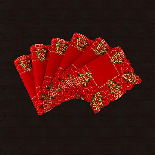 Embroidered Christmas Holly Tree Table Runner, Rectangular 16 x 72 Inch J70567