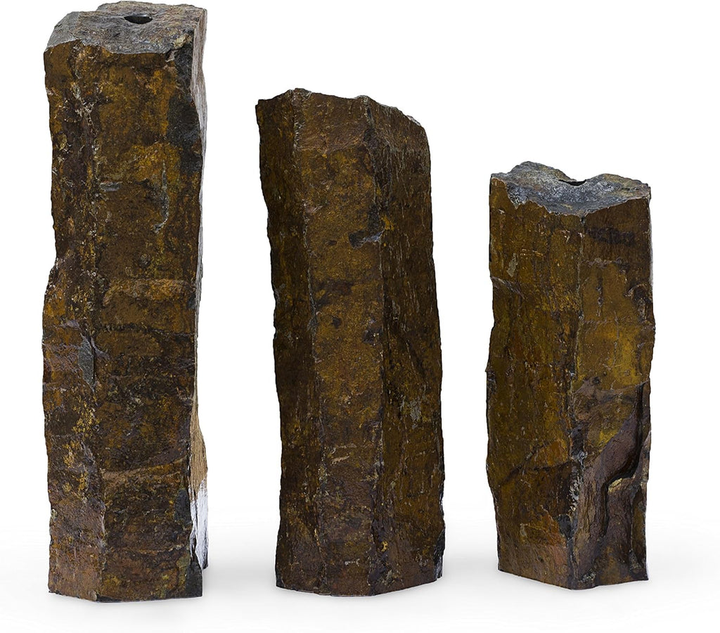 Basalt Stone Fountain Columns, Set of 3 B80748