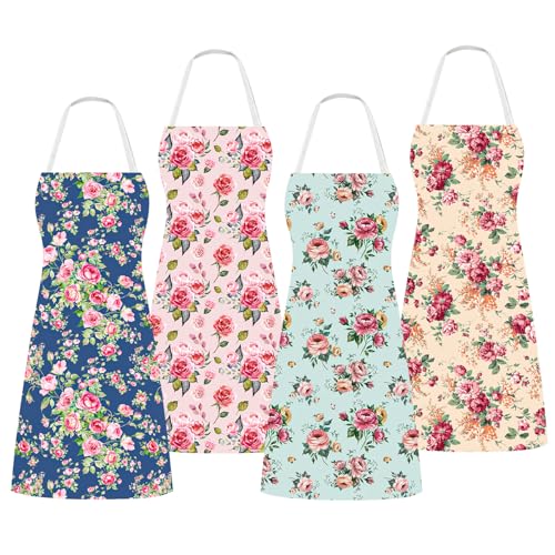 4Pcs Christmas Aprons Pink Xmas Tree Santa Deer Buffalo Plaid Adjustable Kitchen Cooking O6302