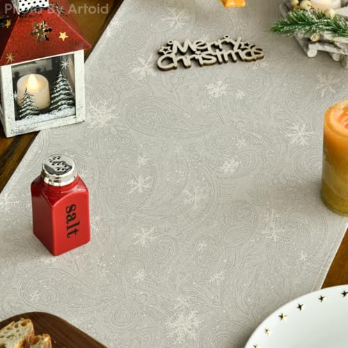 Snowman Christmas Birds Trees Table Runner, Winter Holiday Kitchen Dining Decoration, 13 x 72 Inch B443657