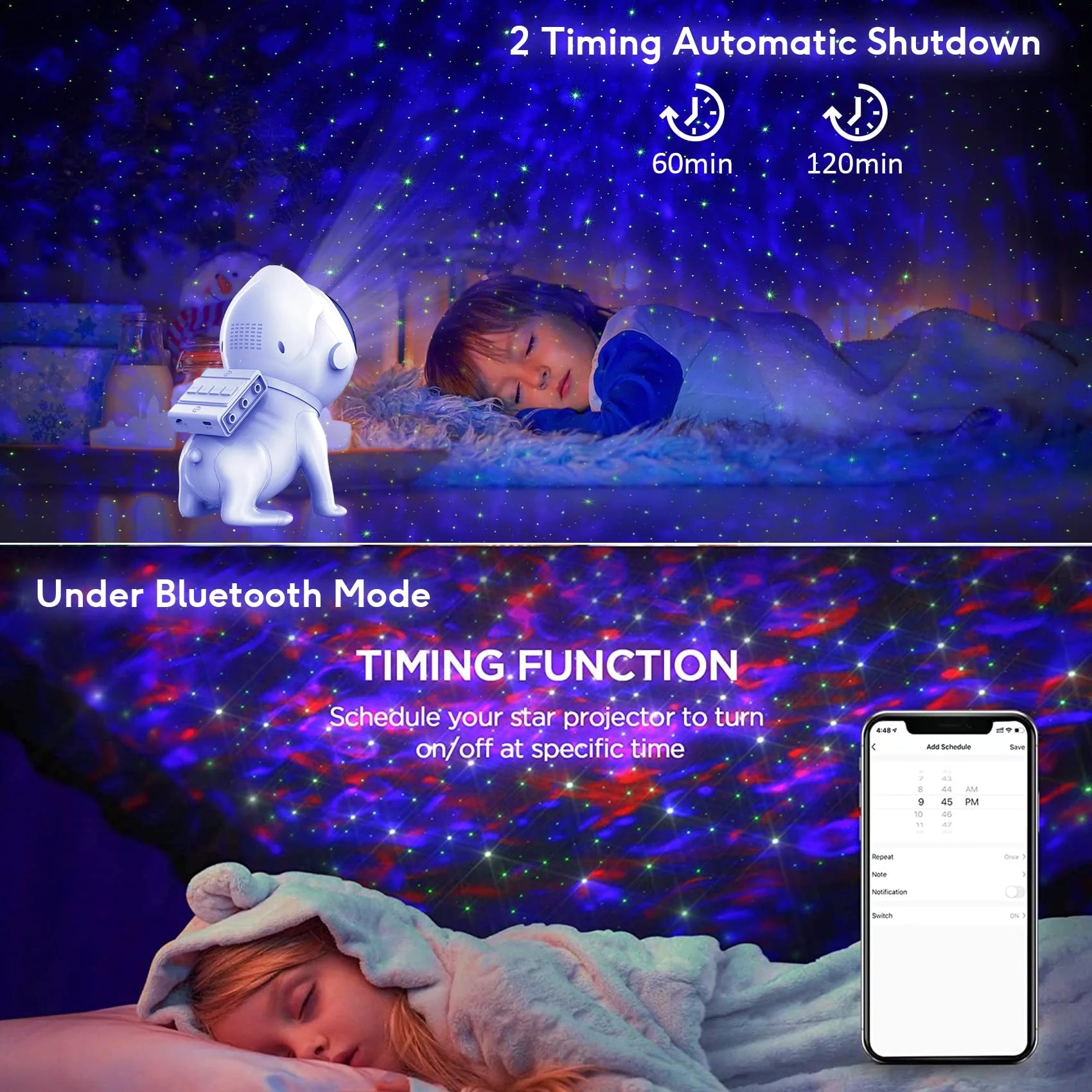 Galaxy Night Light Projector with Bluetooth Speaker, 21 Color Modes W255