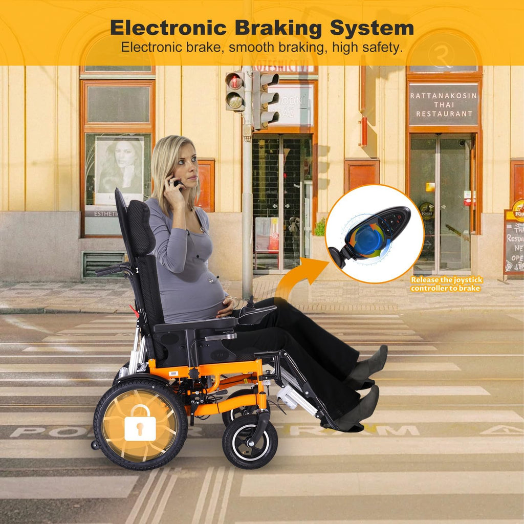 Lightweight Foldable Electric Wheelchair for Adults, 20" Seat, All Terrain J8970