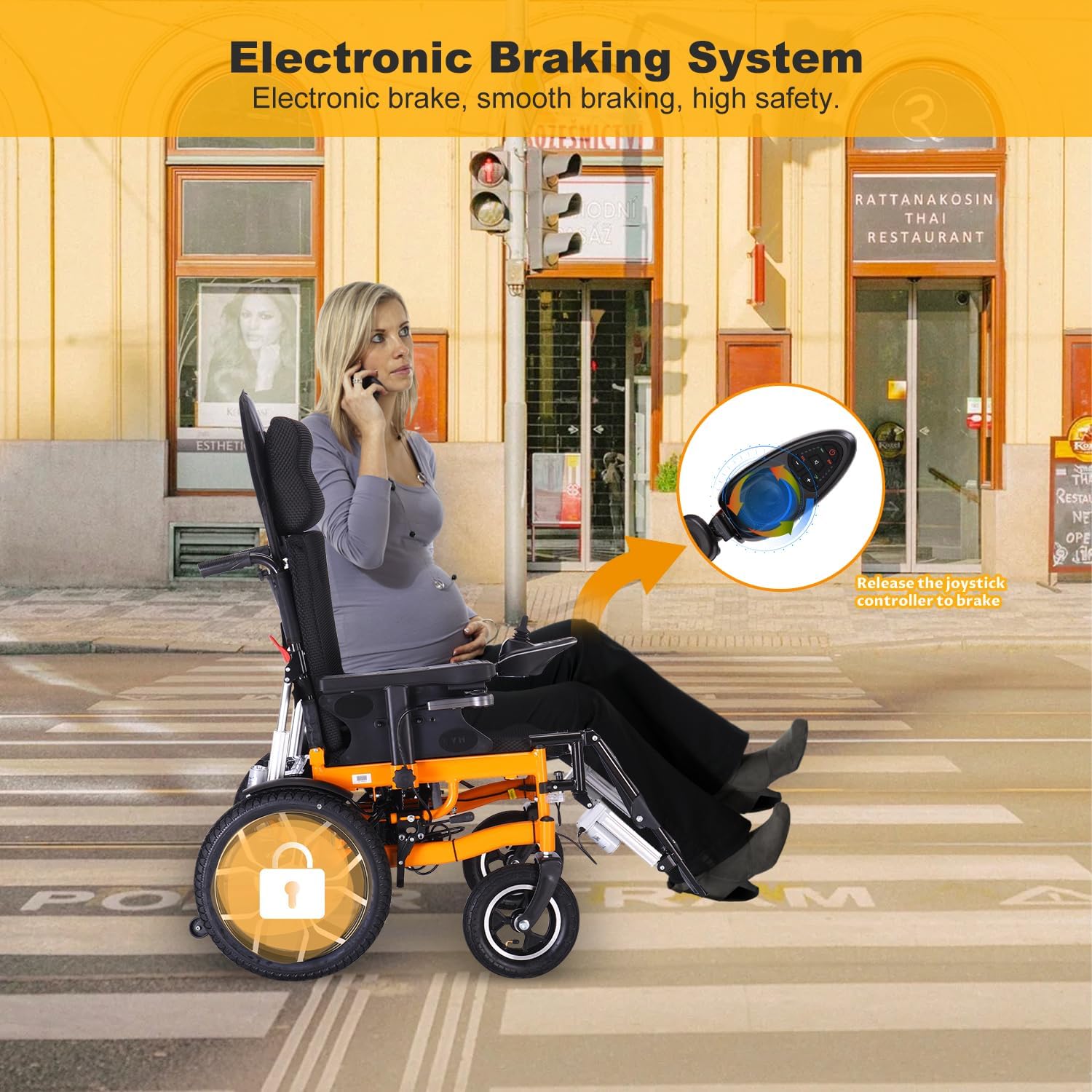 Lightweight Foldable Electric Wheelchair for Adults, 20" Seat, All Terrain J8970