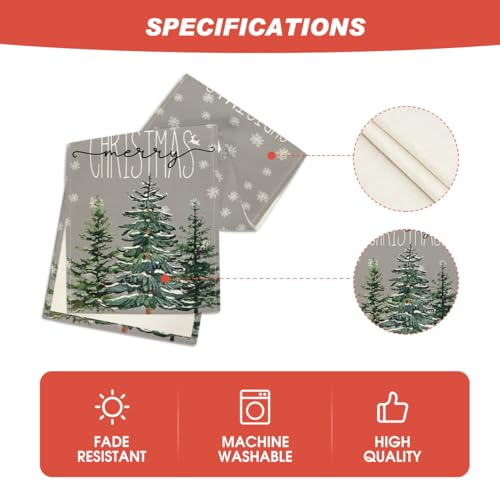 Beige Pine Tree Snowflake Christmas Table Runner, Winter Holiday Kitchen Dining Decoration, 13 x 72 Inch B27382