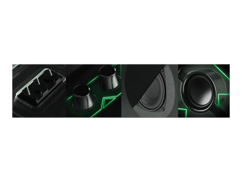 Computer Speakers with Stereo Sound and Green LED Glow Lights C715544
