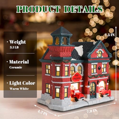 Ceramic Christmas Houses with Warm LED Light Y89884