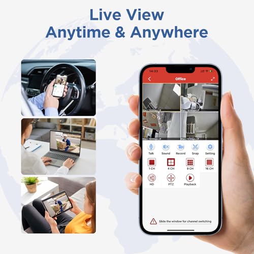 Wireless Security Camera System, 10CH NVR with 4 Cameras, 1TB HDD, Night Vision, Motion Detection A36546