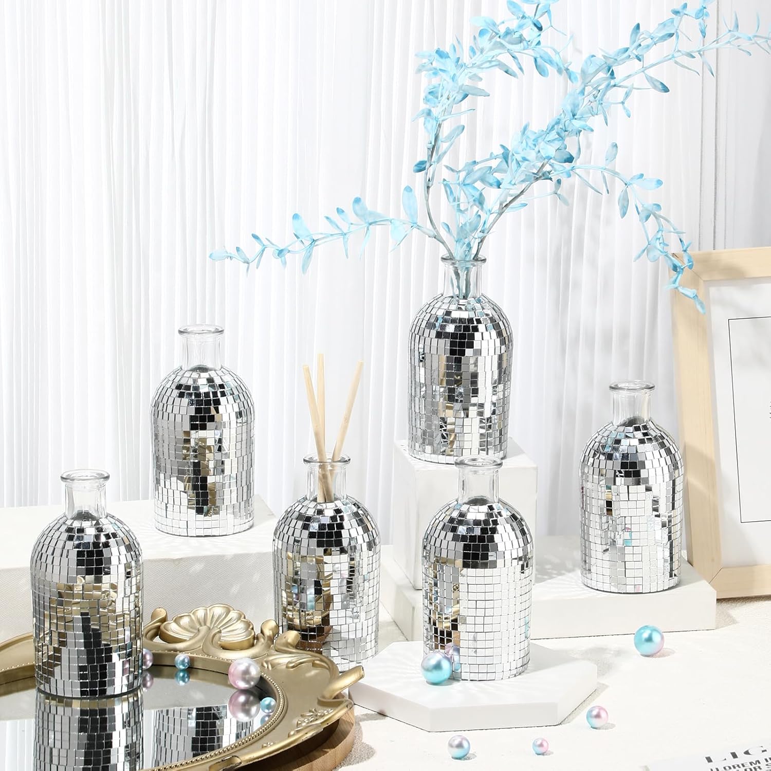 Disco Ball Mini Glass Bud Vase for Flowers and Plants P2721