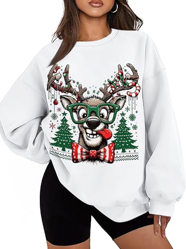Funny Reindeer Christmas Sweatshirt Oversized Pullover K664011