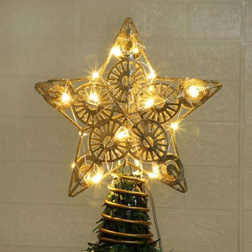 Star Tree Topper with 20 LED Lights, Battery Powered Christmas Decorations W511339