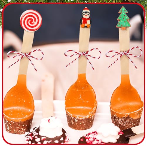 100 Set Christmas Wooden Spoons for Hot Cocoa, Chocolate, and Baking U148