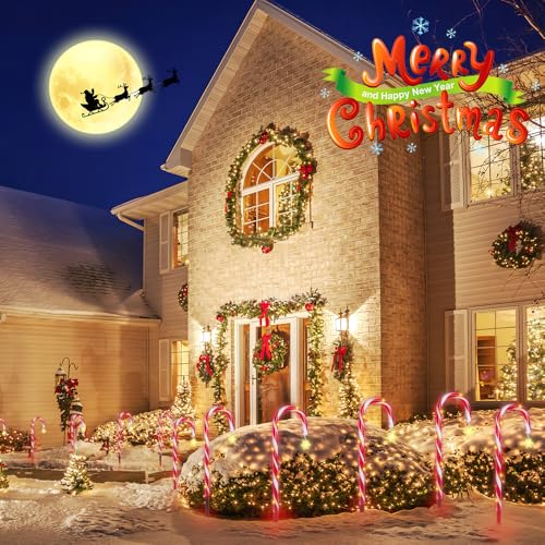 Solar Candy Cane Lights, 12 Pack, Waterproof, 8 Modes with Timer for Outdoor Decor Y605