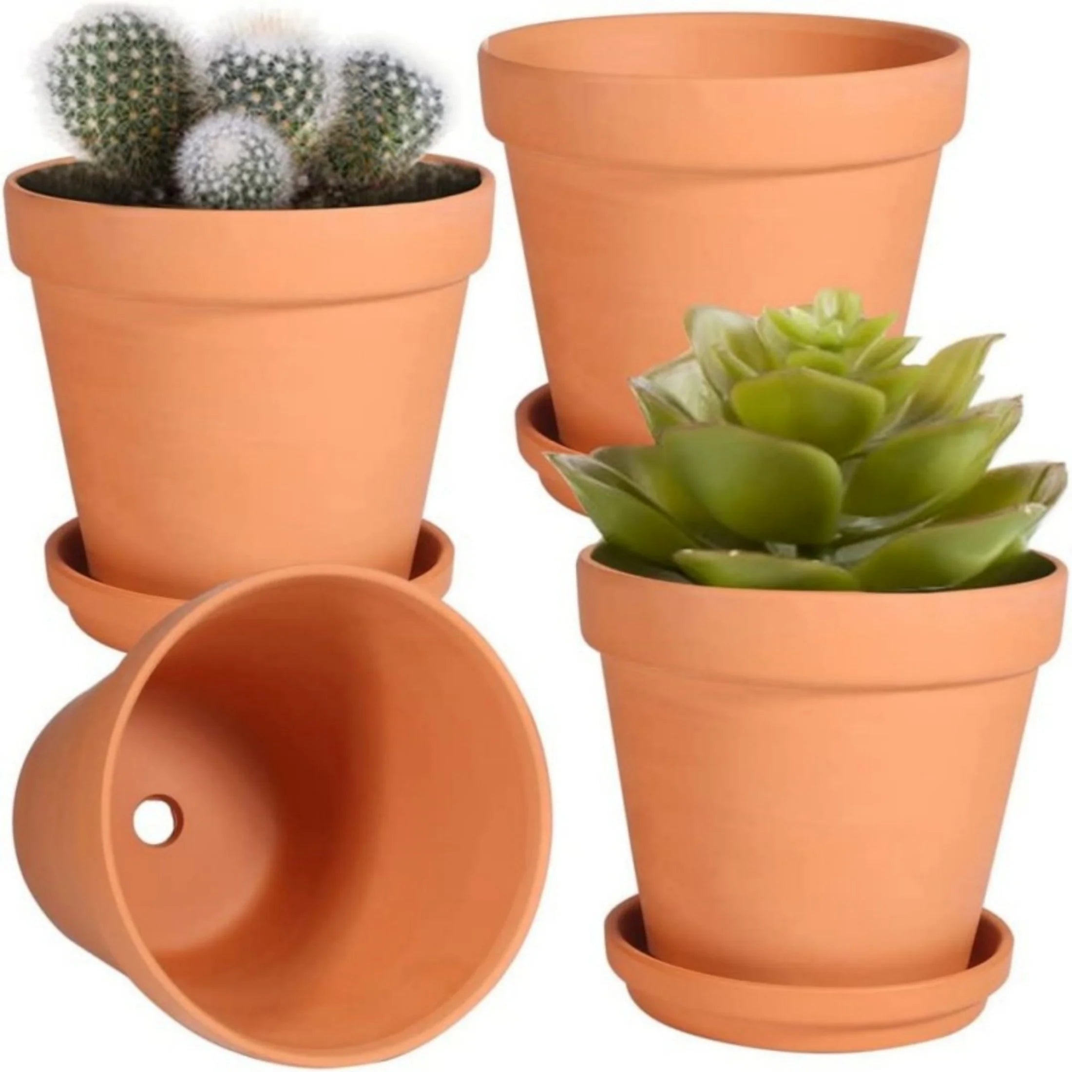 3 Inch Terracotta Pots with Saucer, 4 Pack for Succulent Display F4914
