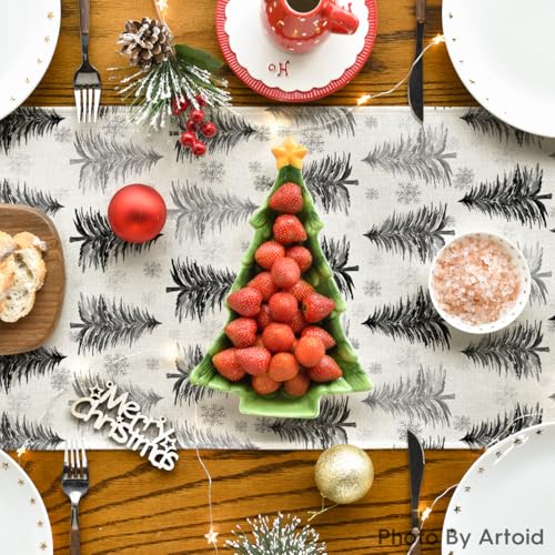 Christmas Table Runner Snowflake Winter Green Kitchen Dining Decor 13x72 Inch H231730
