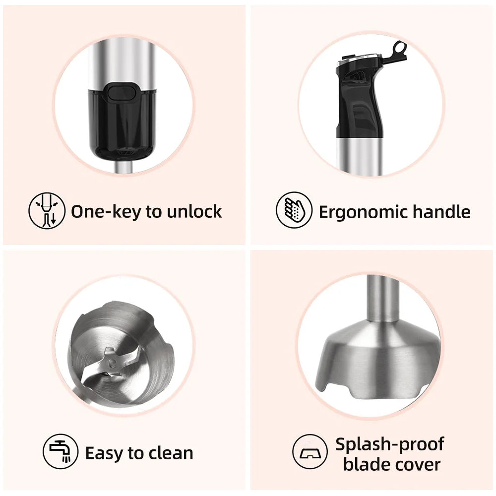 500W Handheld Blender with Whisk, Grinding Cup and Juicer Q1170