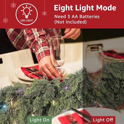 9ft Prelit Faux Pine Garland with Lights for Mantle K657616