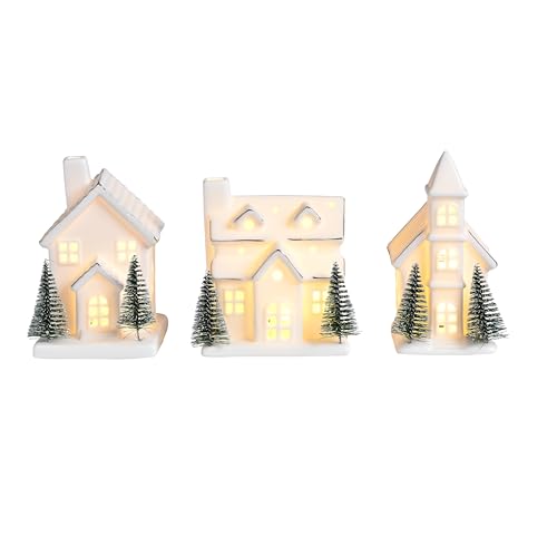 Ceramic Christmas Village Houses with LED Lights, Tabletop Decor R583949