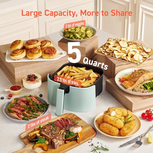 Compact 5QT Air Fryer with Glass Panel and Dishwasher-Safe Basket B429