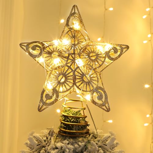 Star Tree Topper with 20 LED Lights, Battery Powered Christmas Decorations W511339